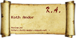Koth Andor névjegykártya